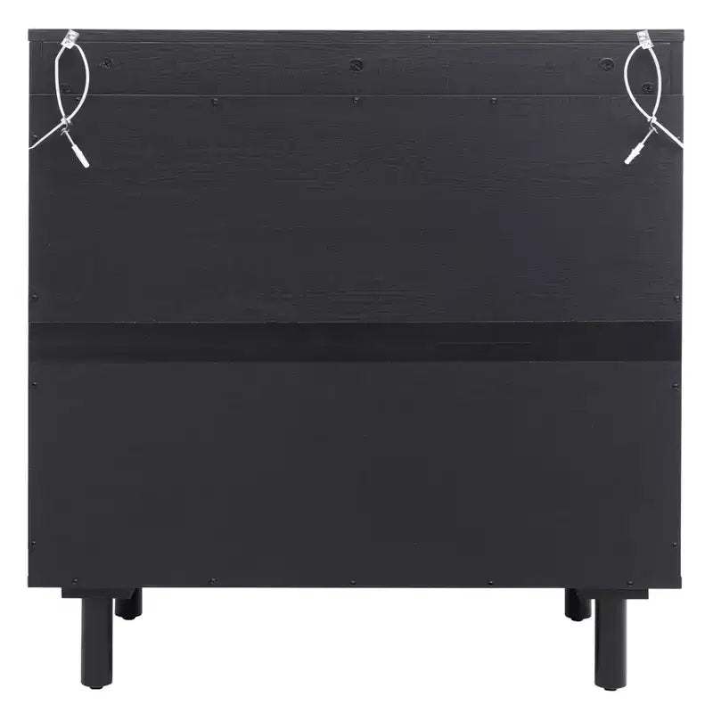 Élégant meuble de rangement en rotin, buffet à 2 portes avec pieds en bois de pin massif pour chambre, salon, bureau - ModernLuxe