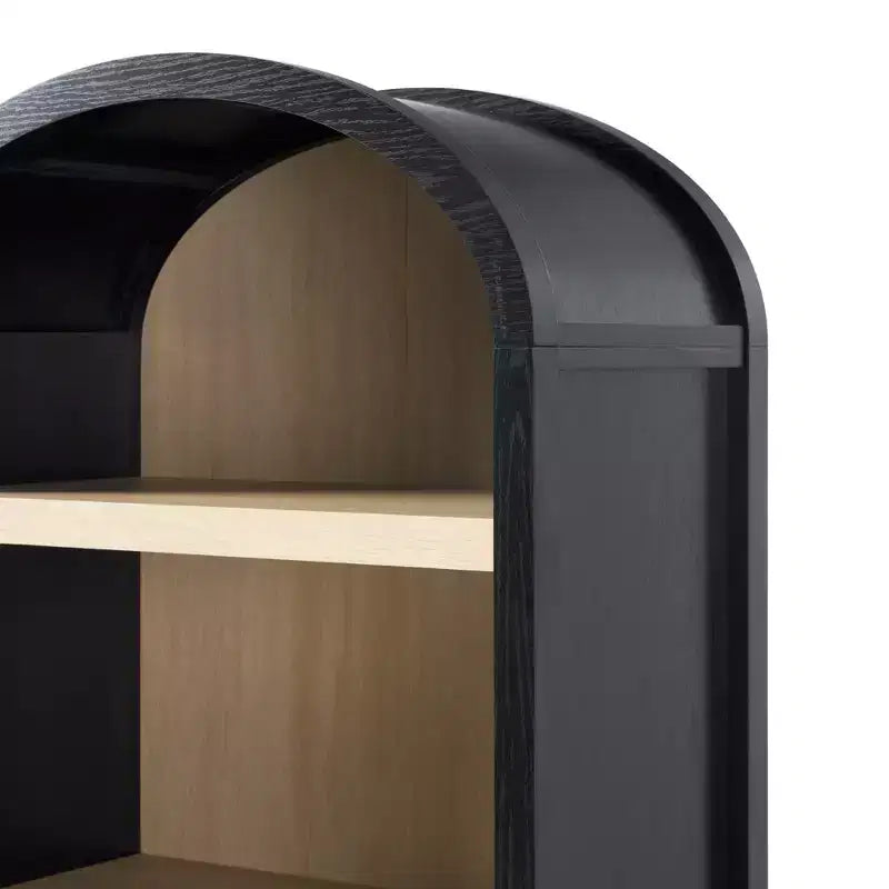 GDFStudio William Bibliothèque moderne de 76 po en bois arqué avec rangement dissimulé et 4 étagères