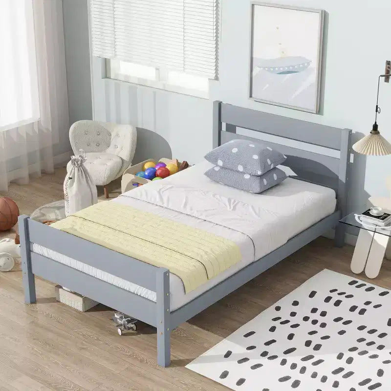 Lit de rangement Whisen pour une personne avec tête de lit – Cadre en bois d'hévéa massif, design peu encombrant et rangement sous le lit