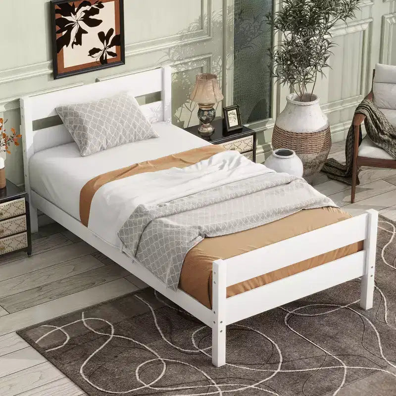 Lit de rangement Whisen pour une personne avec tête de lit – Cadre en bois d'hévéa massif, design peu encombrant et rangement sous le lit
