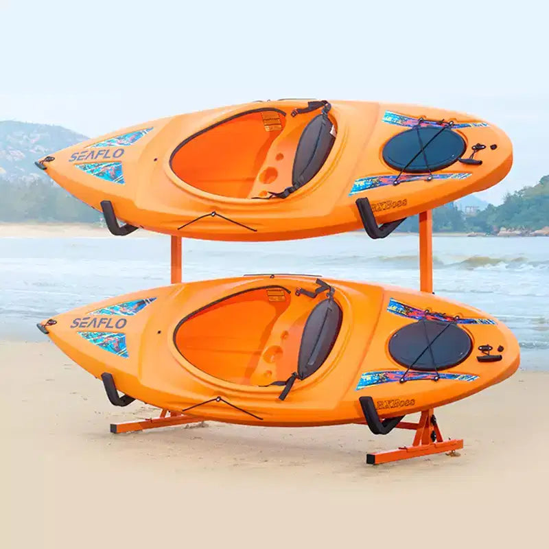 Support de rangement autoportant pour kayak VEVOR, support de kayak pour 2 kayaks, canoës et planches à pagaie avec bras rembourrés et largeur réglable, charge maximale de 79 kg