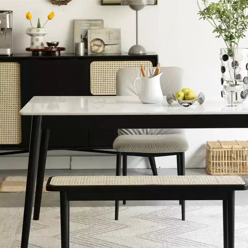 Banc de salle à manger GDFStudio Tiffany en bois massif de chêne de 101,6 cm avec assise en rotin