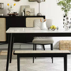 Banc de salle à manger GDFStudio Tiffany en bois massif de chêne de 101,6 cm avec assise en rotin