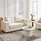 Canapé Causeuse en Chenille 70 po avec Chargement USB Canapé Sectionnel Moderne avec Poches de Rangement et Housse Amovible pour Salon, Appartement