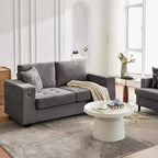 Canapé Causeuse en Chenille 70 po avec Chargement USB Canapé Sectionnel Moderne avec Poches de Rangement et Housse Amovible pour Salon, Appartement