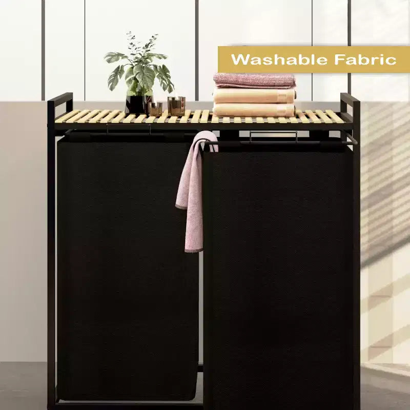 Panier à linge 2 compartiments avec couvercle Grand panier à linge sale de 123 L