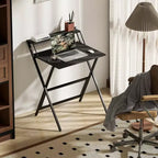 HOMCOM Petit Bureau Pliant, Bureau Informatique Pliable avec Étagère Moniteur, Table d'Écriture pour Petits Espaces, Bureau à Domicile, Étude, Assemblage Facile