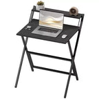 HOMCOM Petit Bureau Pliant, Bureau Informatique Pliable avec Étagère Moniteur, Table d'Écriture pour Petits Espaces, Bureau à Domicile, Étude, Assemblage Facile