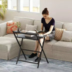 HOMCOM Petit Bureau Pliant, Bureau Informatique Pliable avec Étagère Moniteur, Table d'Écriture pour Petits Espaces, Bureau à Domicile, Étude, Assemblage Facile