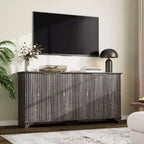 Whizmax Bahut buffet cannelé avec 4 portes et rangement, meuble de rangement avec étagères réglables, buffet de bar à café pour cuisine, salon