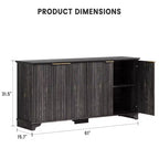 Whizmax Bahut buffet cannelé avec 4 portes et rangement, meuble de rangement avec étagères réglables, buffet de bar à café pour cuisine, salon