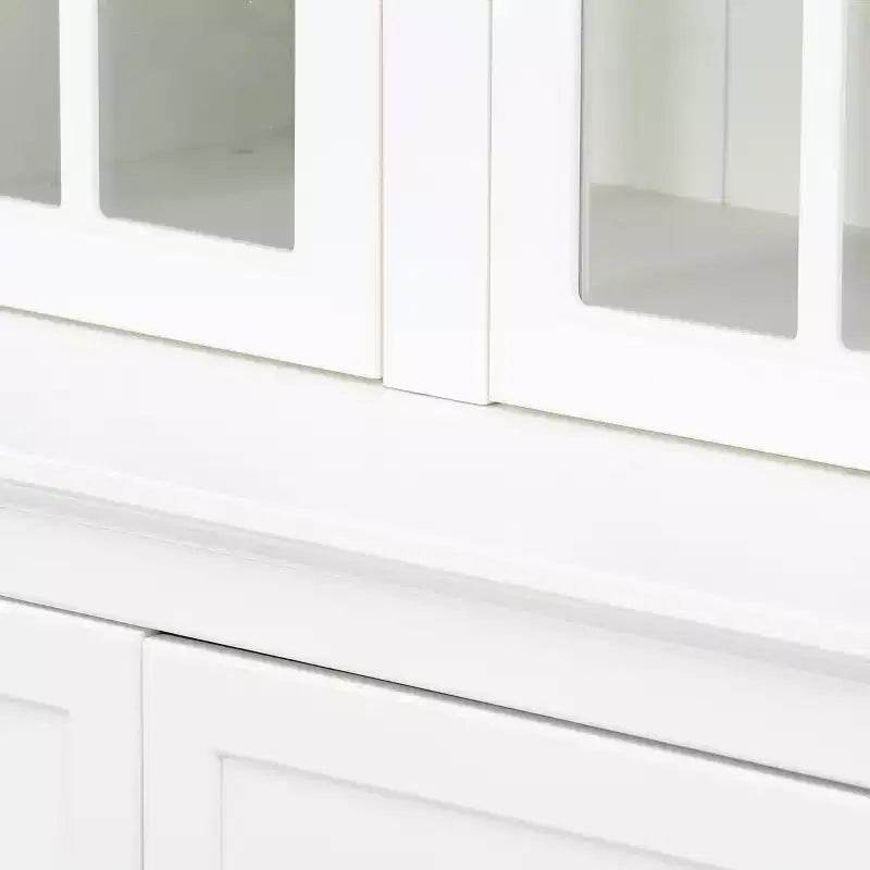 Armoire de rangement 36 W avec 2 portes vitrées et 2 étagères réglables, blanc-ModernLuxe