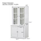 Armoire de rangement 36 W avec 2 portes vitrées et 2 étagères réglables, blanc-ModernLuxe