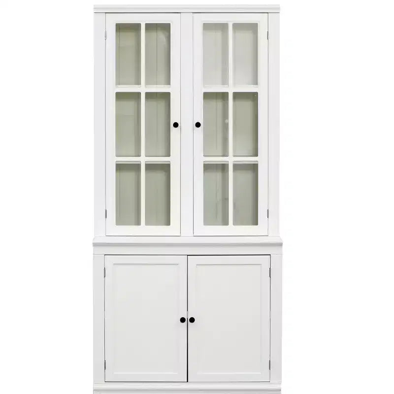 Armoire de rangement 36 W avec 2 portes vitrées et 2 étagères réglables, blanc-ModernLuxe