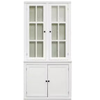 Armoire de rangement 36 W avec 2 portes vitrées et 2 étagères réglables, blanc-ModernLuxe
