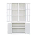 Armoire de rangement 36 W avec 2 portes vitrées et 2 étagères réglables, blanc-ModernLuxe