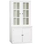 Armoire de rangement 36 W avec 2 portes vitrées et 2 étagères réglables, blanc-ModernLuxe