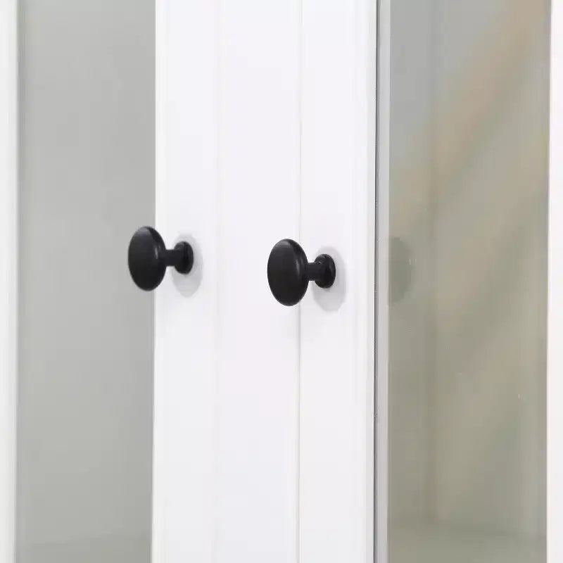 Armoire de rangement 36 W avec 2 portes vitrées et 2 étagères réglables, blanc-ModernLuxe