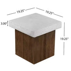 Table d'appoint carrée sophistiquée avec plateau blanc antique et cadre en bois naturel blanc antique