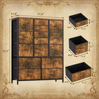 Commode à 15 tiroirs, commode de rangement en tissu, armoire de rangement peu encombrante pour chambre, couloir, salon