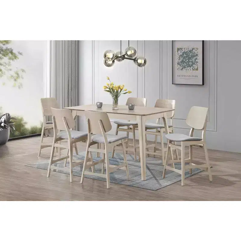 New Classic Furniture, chaises de comptoir de salle à manger Oscar Wood en frêne blanc (lot de 2)