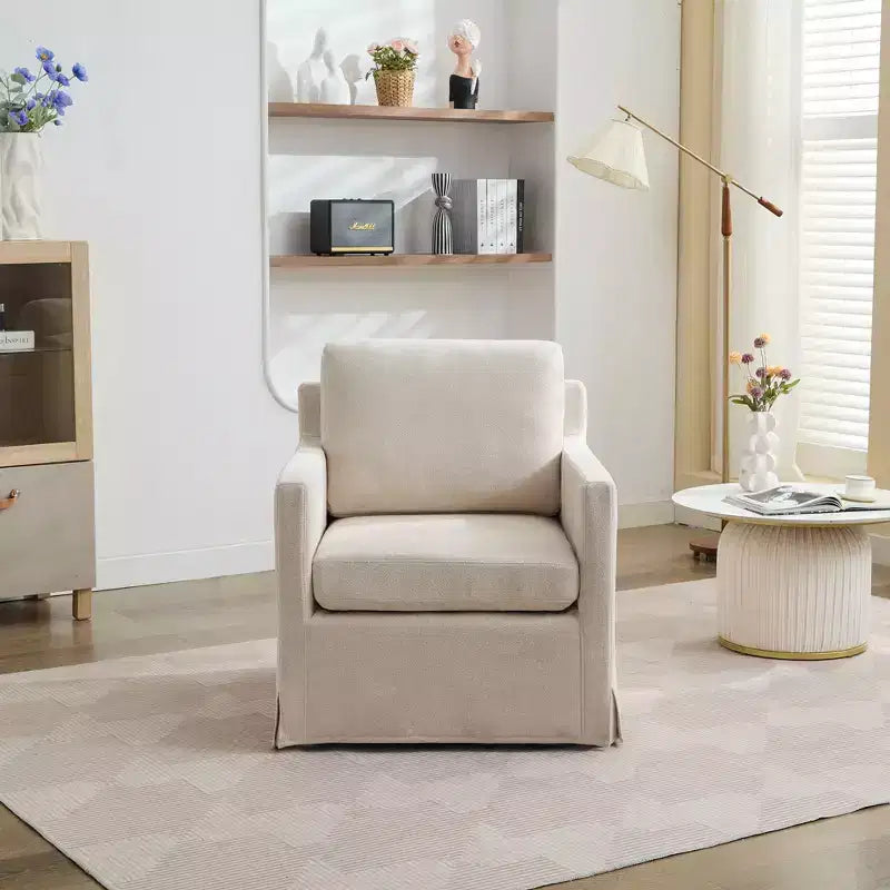 Fauteuil pivotant Okak 360° avec coussin de dossier amovible 29,92, fauteuil rembourré confortable pour salon, bureau, salle de repos