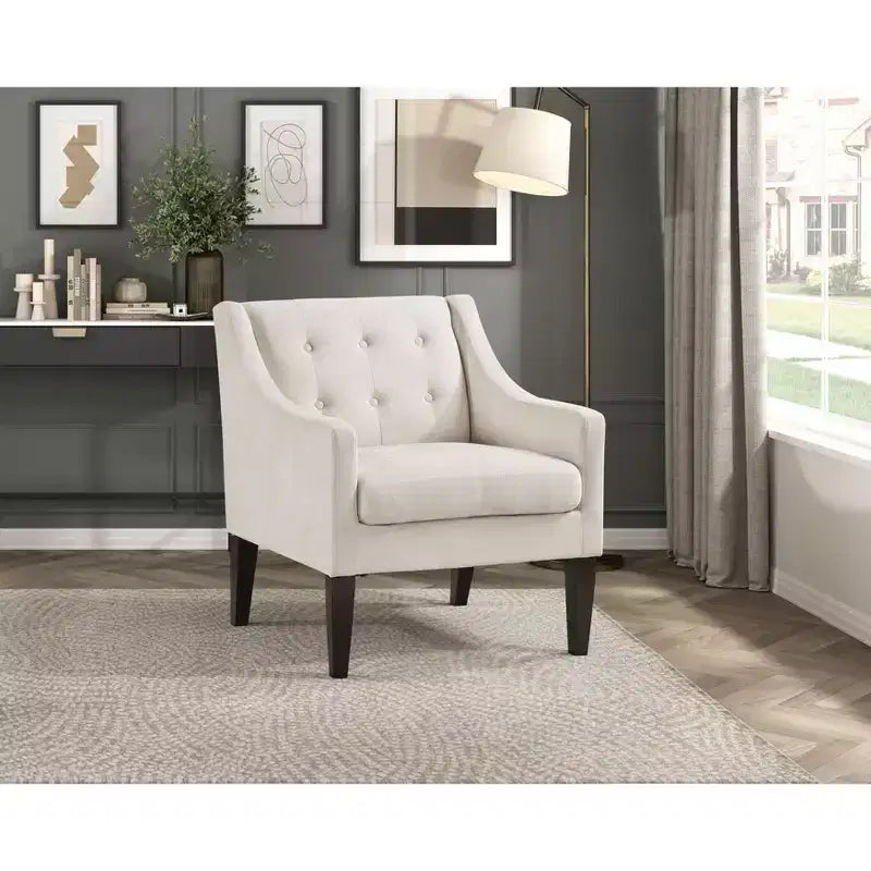 Fauteuil Okak - Chaise de salon contemporaine avec coussin en tissu capitonné - Fauteuil confortable pour salon de lecture et chambre à coucher