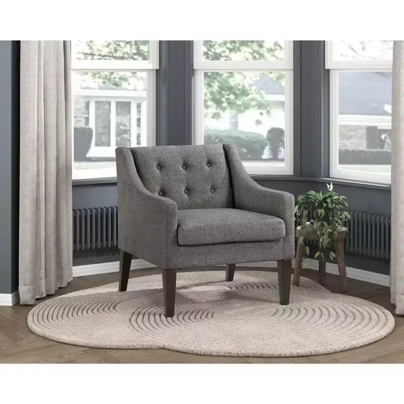 Fauteuil Okak - Chaise de salon contemporaine avec coussin en tissu capitonné - Fauteuil confortable pour salon de lecture et chambre à coucher