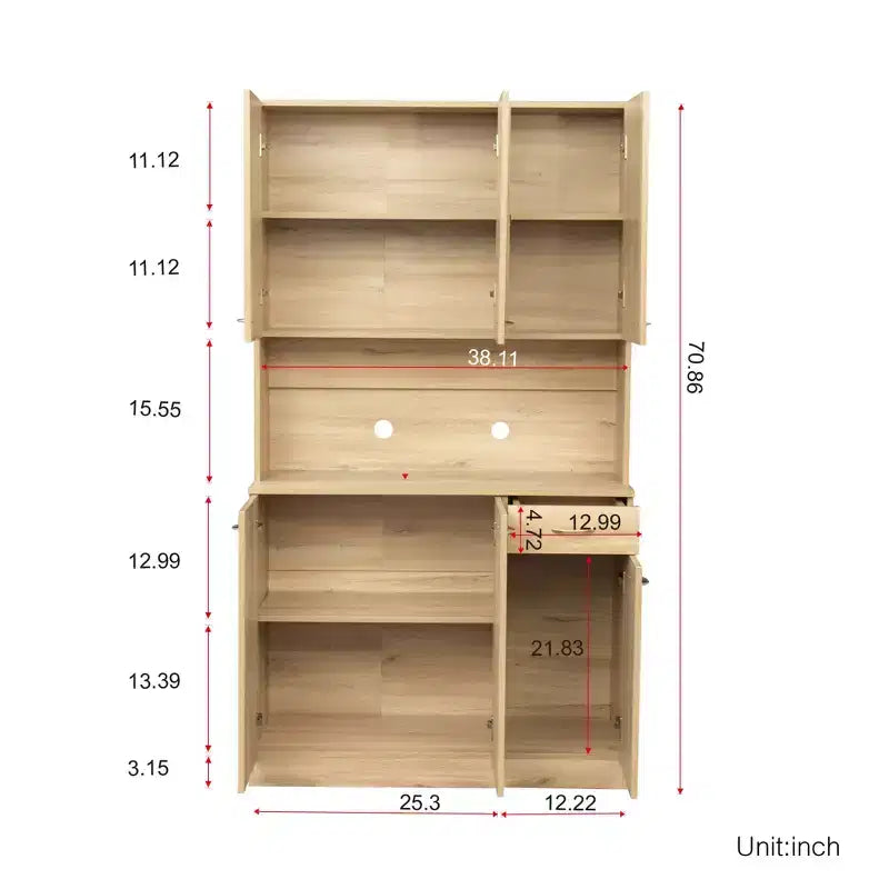 CLIHOME Armoire haute 6 portes 180 cm, buffet de cuisine