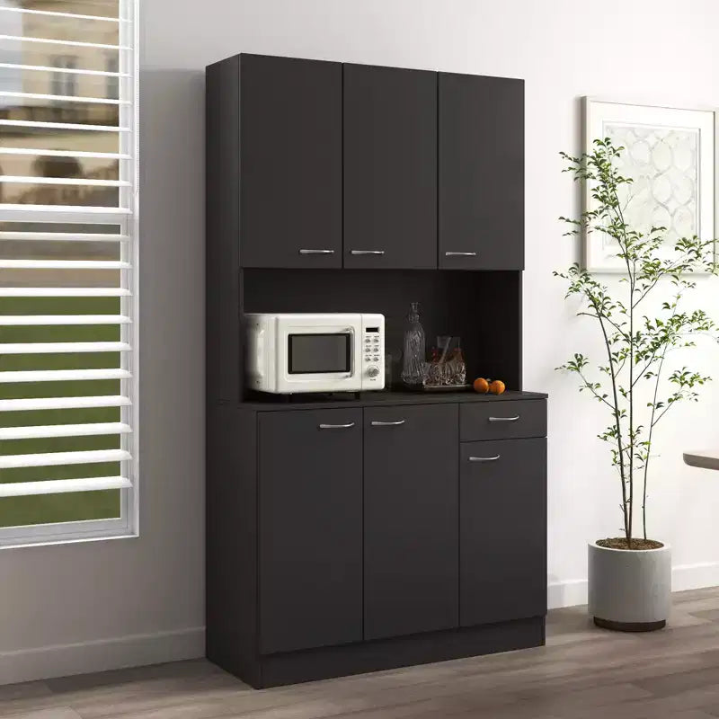 CLIHOME Armoire haute 6 portes 180 cm, buffet de cuisine