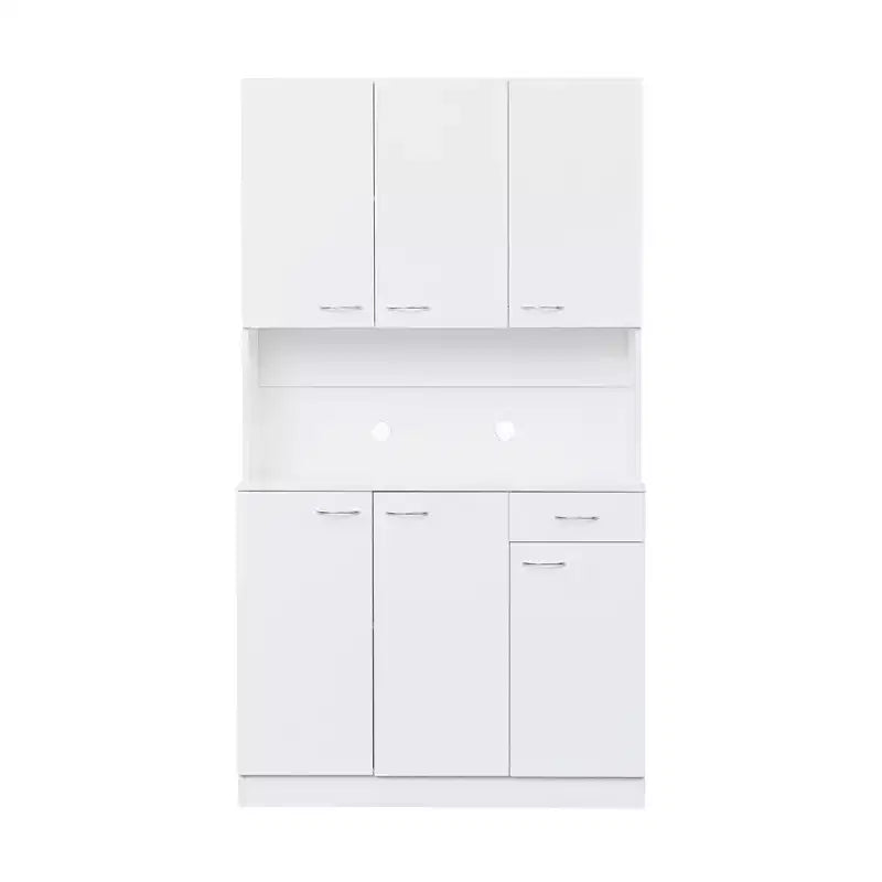 CLIHOME Armoire haute 6 portes 180 cm, buffet de cuisine