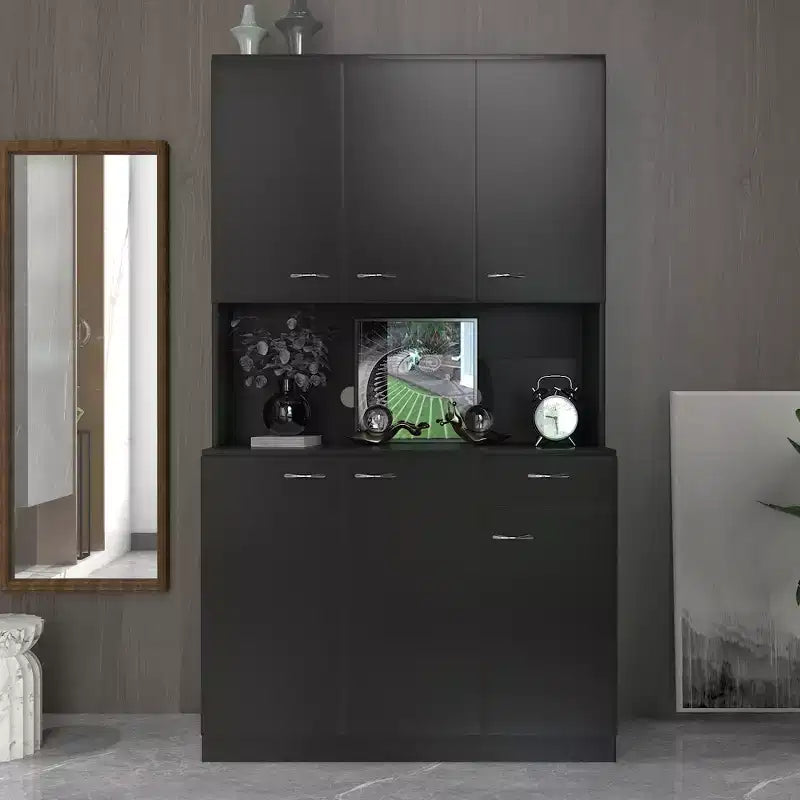 CLIHOME Armoire haute 6 portes 180 cm, buffet de cuisine