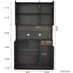 CLIHOME Armoire haute 6 portes 180 cm, buffet de cuisine