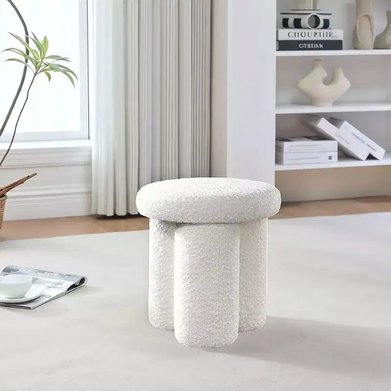 GDFStudio Myrna Ottoman rembourré en bouclette, 40,4 cm de hauteur, en forme de champignon