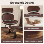 Chaise de bureau pivotante Bestier avec pouf, chaise de bureau inclinable avec dossier haut et appui-tête réglables, chaise de jeu ergonomique en PU