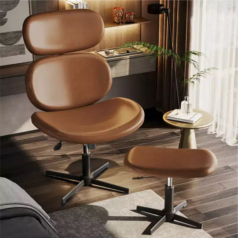 Chaise de bureau pivotante Bestier avec pouf, chaise de bureau inclinable avec dossier haut et appui-tête réglables, chaise de jeu ergonomique en PU