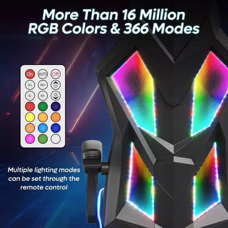 Chaise de jeu Bestier en tissu respirant avec éclairage LED RVB et accoudoirs réglables
