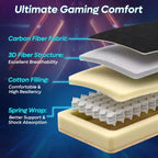 Chaise de jeu Bestier en tissu respirant avec éclairage LED RVB et accoudoirs réglables
