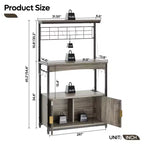 Étagère de cuisine Bestier Bakers avec prise de courant, meuble de cuisine micro-ondes réglable en hauteur de 45 à 55 pouces avec armoire de rangement, support de cuisine avec 10 crochets en S
