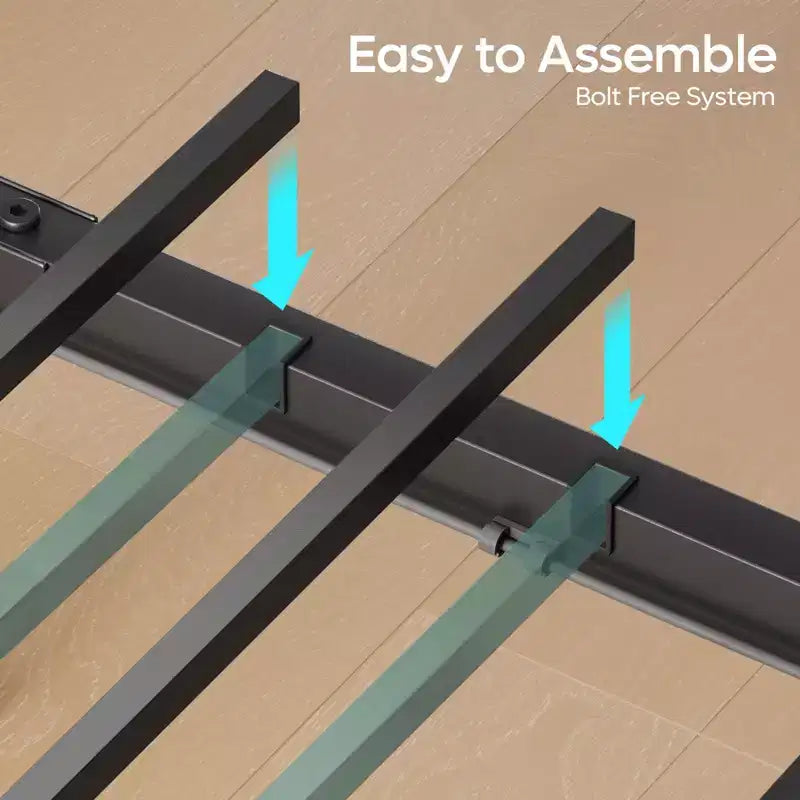 Cadre de lit double Bestier, lit plateforme à LED avec tête de lit de rangement et station de charge