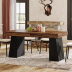 Table à manger en bois Lantine de 55 pouces pour 4 à 6 personnes, table de salle à manger rectangulaire avec pieds robustes