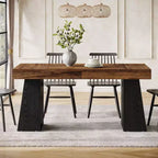 Table à manger en bois Lantine de 55 pouces pour 4 à 6 personnes, table de salle à manger rectangulaire avec pieds robustes