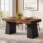 Table à manger en bois Lantine de 55 pouces pour 4 à 6 personnes, table de salle à manger rectangulaire avec pieds robustes