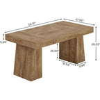 Table à manger en bois Lantine de 55 pouces pour 4 à 6 personnes, table de salle à manger rectangulaire avec pieds robustes