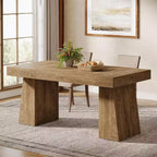 Table à manger en bois Lantine de 55 pouces pour 4 à 6 personnes, table de salle à manger rectangulaire avec pieds robustes