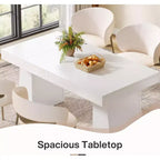 Table à manger en bois Lantine de 55 pouces pour 4 à 6 personnes, table de salle à manger rectangulaire avec pieds robustes