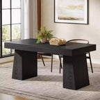 Table à manger en bois Lantine de 55 pouces pour 4 à 6 personnes, table de salle à manger rectangulaire avec pieds robustes