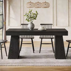Table à manger en bois Lantine de 55 pouces pour 4 à 6 personnes, table de salle à manger rectangulaire avec pieds robustes