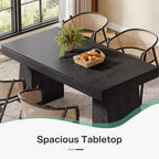Table à manger en bois Lantine de 55 pouces pour 4 à 6 personnes, table de salle à manger rectangulaire avec pieds robustes