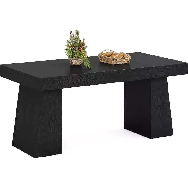 Table à manger en bois Lantine de 55 pouces pour 4 à 6 personnes, table de salle à manger rectangulaire avec pieds robustes